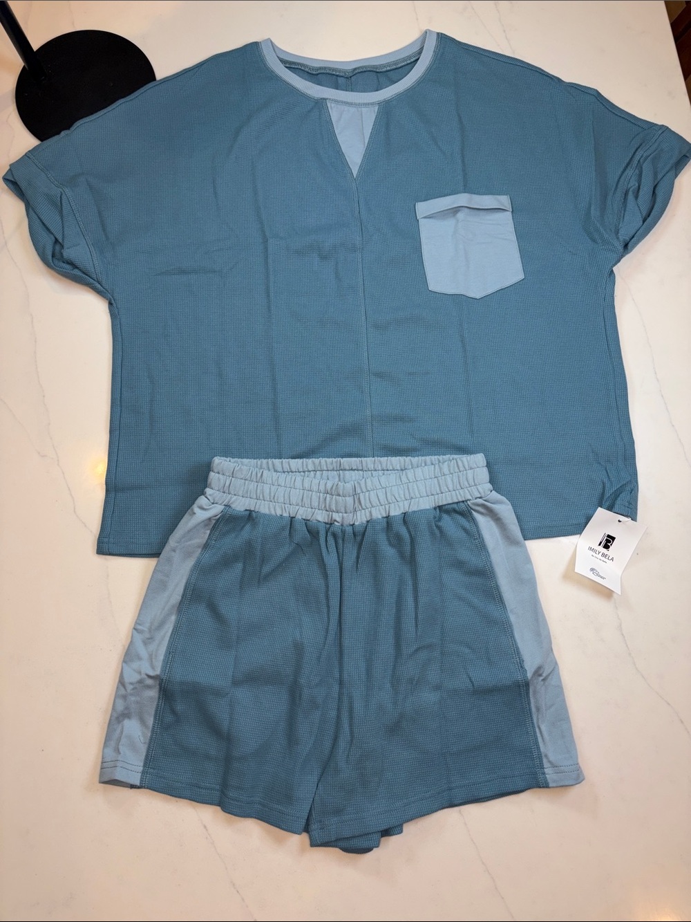 Light Blue waffle knit Lounge Set